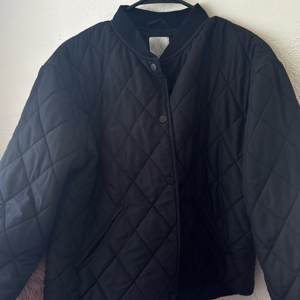 Joie Black Quilted Bomber Jacket